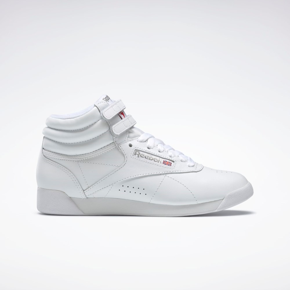 White Reebok Freestyle Hi Shoes | 2431