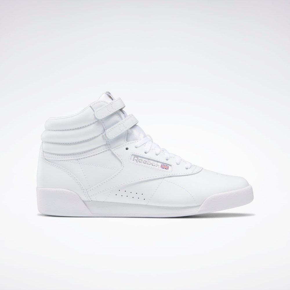 White Reebok Freestyle Hi Shoes - Grade School | CN5750