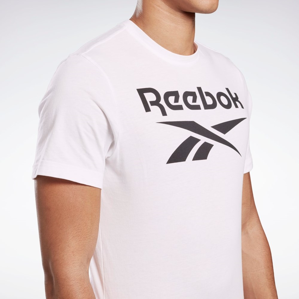 White Reebok Graphic Series Reebok Stacked Tee | FP9152