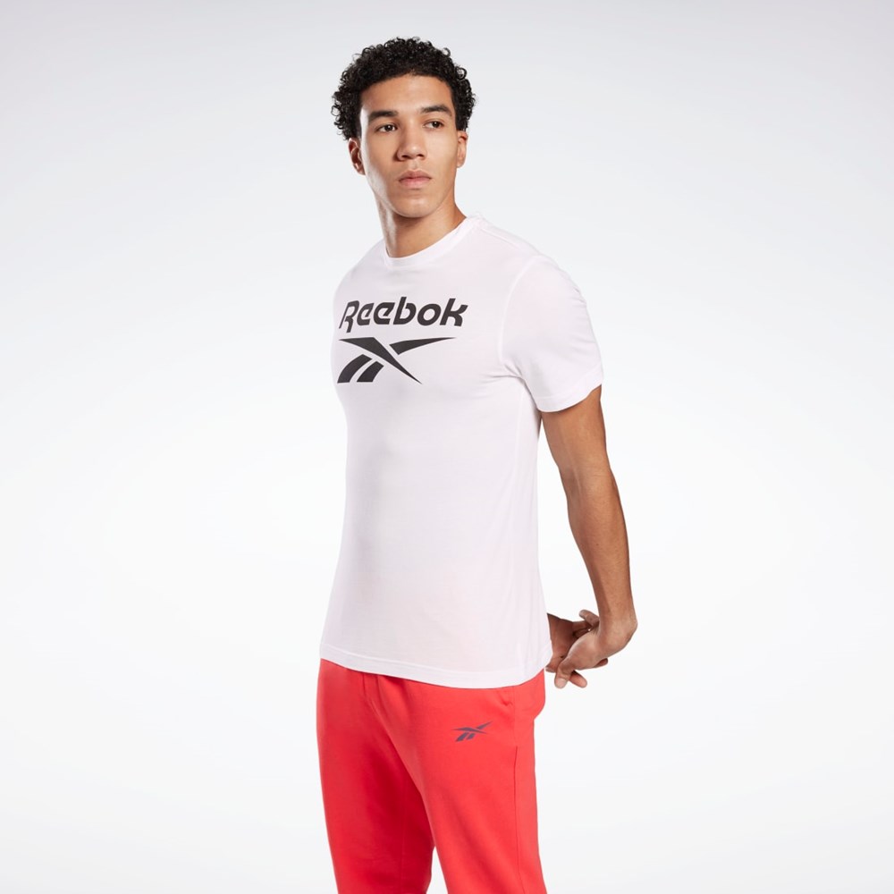 White Reebok Graphic Series Reebok Stacked Tee | FP9152