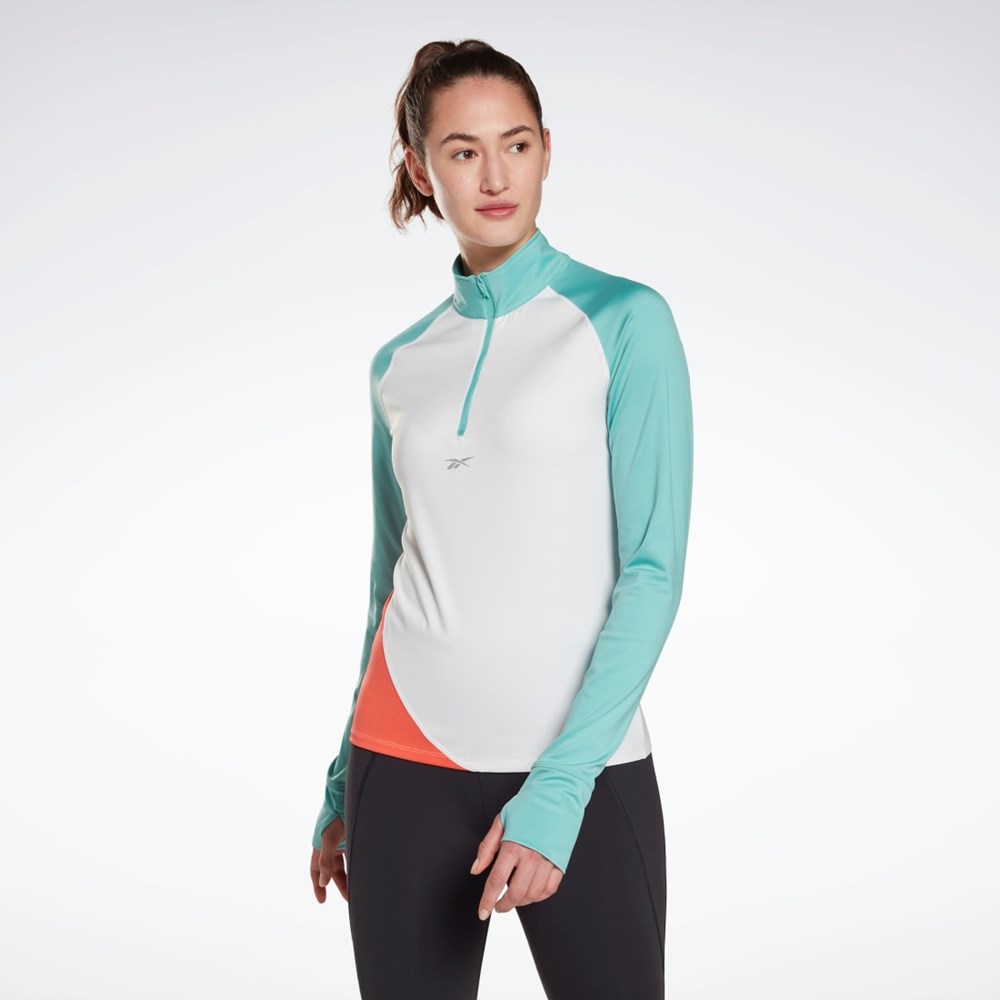 White Reebok Running Quarter-Zip Sweatshirt | HM5121