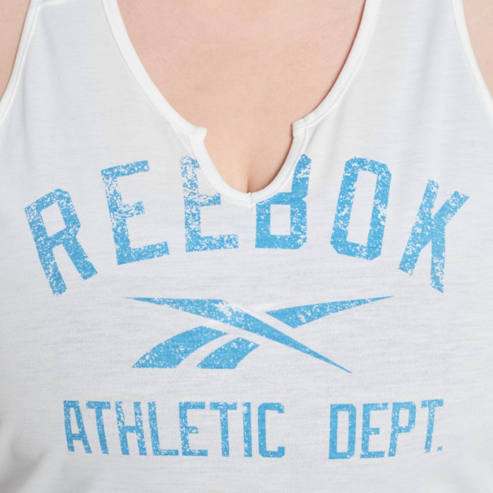 White Reebok Workout Ready Supremium Big Logo Tank Top (Plus Size) | H62515