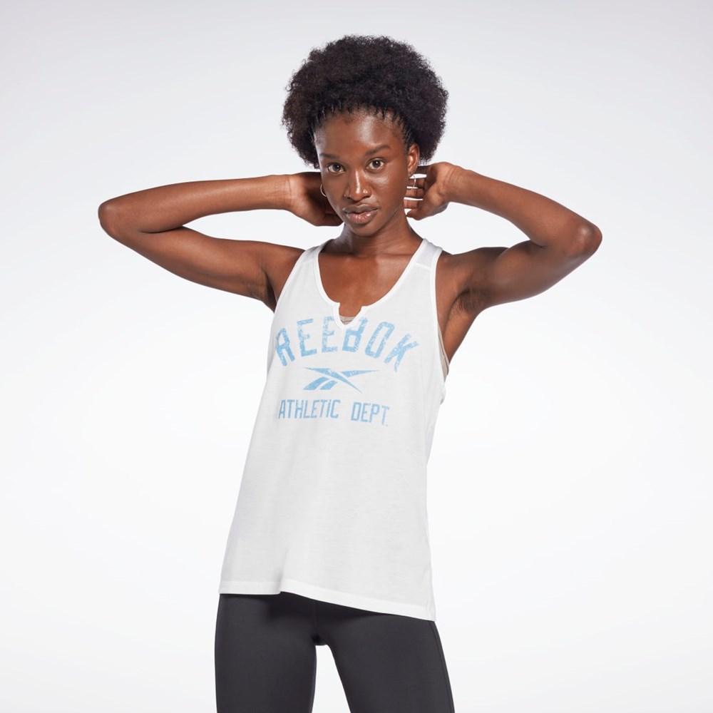 White Reebok Workout Ready Supremium Big Logo Tank Top | HA1032