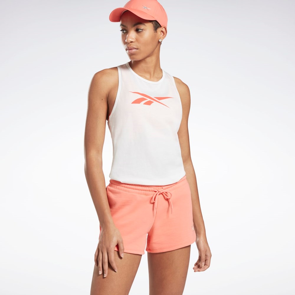 White / Semi Orange Flare Reebok Training Essentials Graphic Tank Top | GI6643