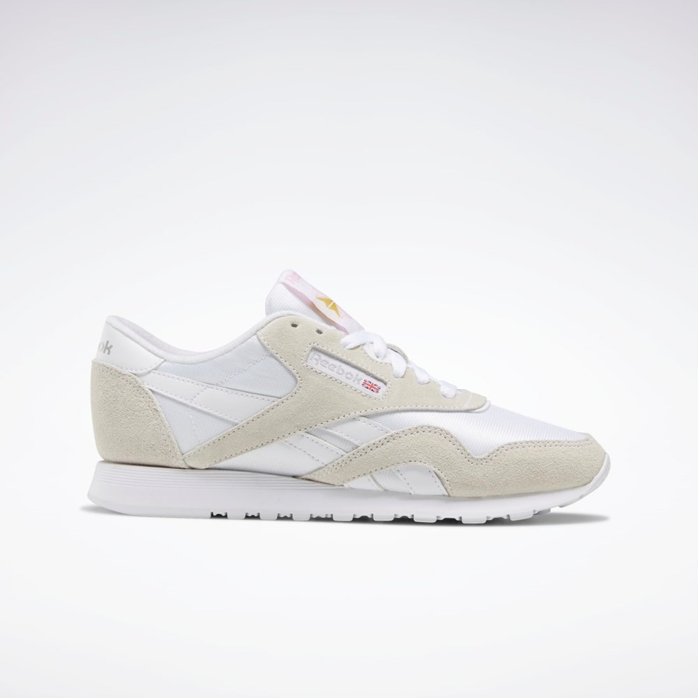 White / White / Light Grey Reebok Classic Nylon Shoes | FV4507