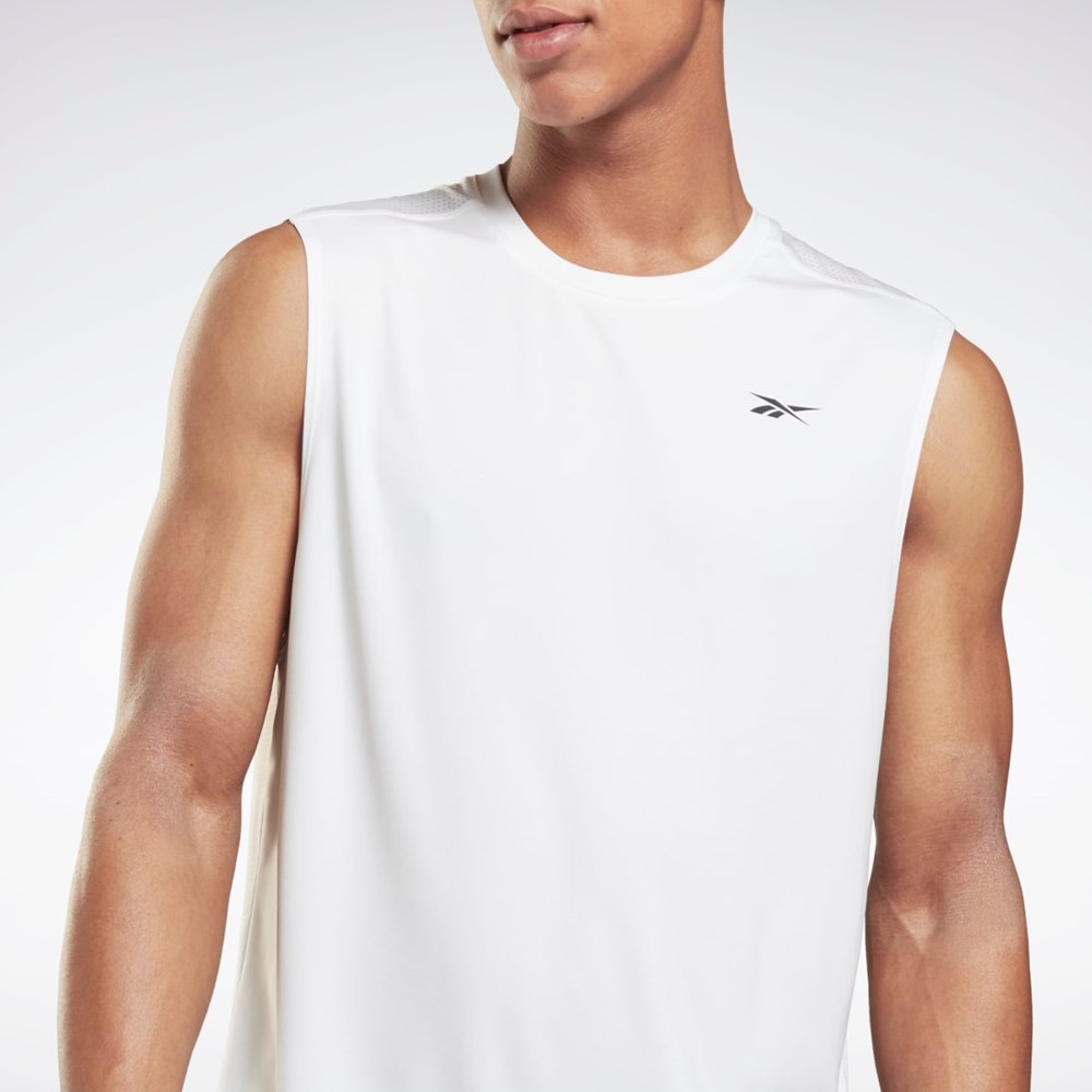 White / White Reebok Workout Ready Sleeveless Tech T-Shirt | H34785