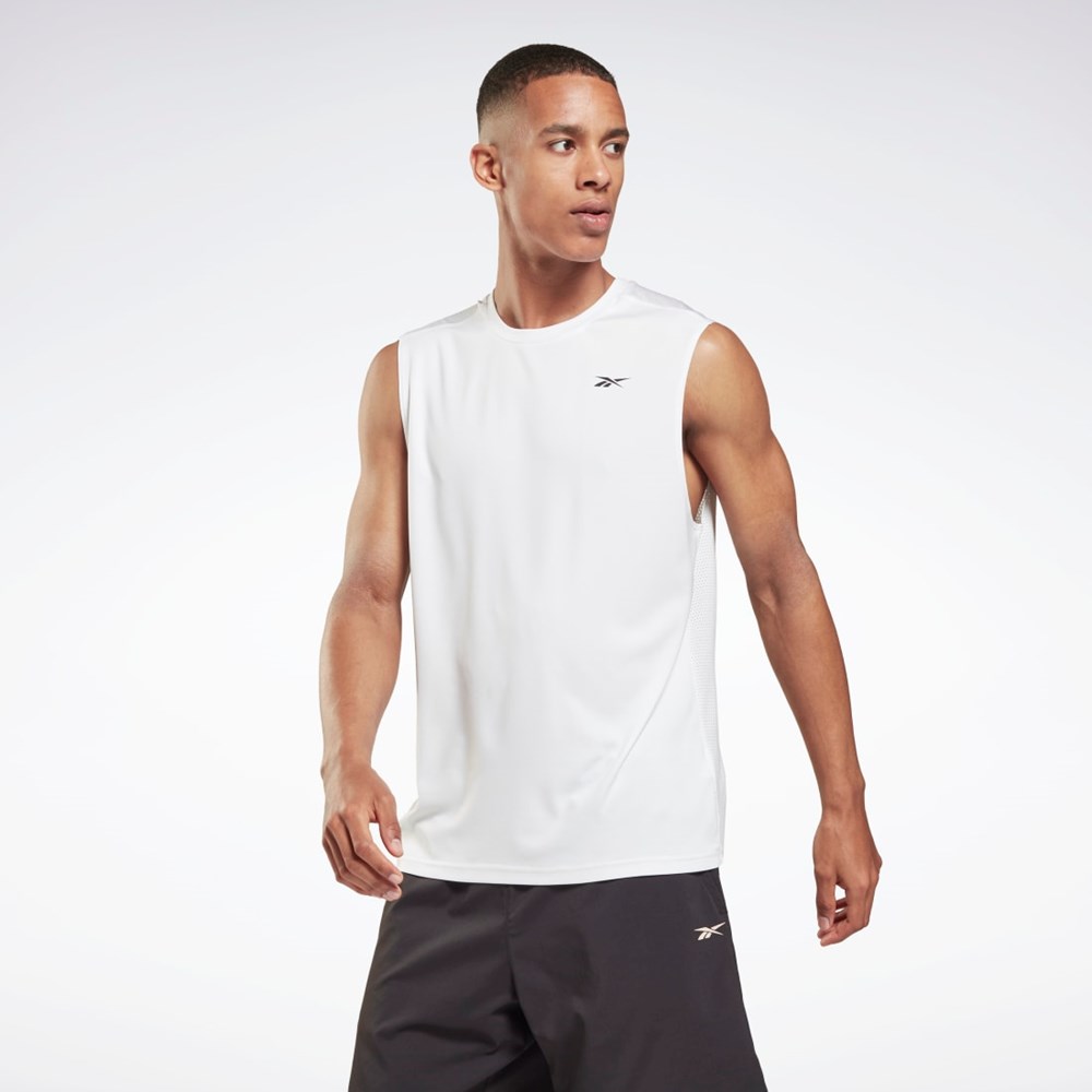 White / White Reebok Workout Ready Sleeveless Tech T-Shirt | H34785