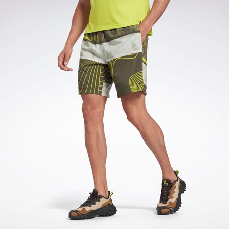 Army Green Reebok Austin Allover Print Shorts | H46608