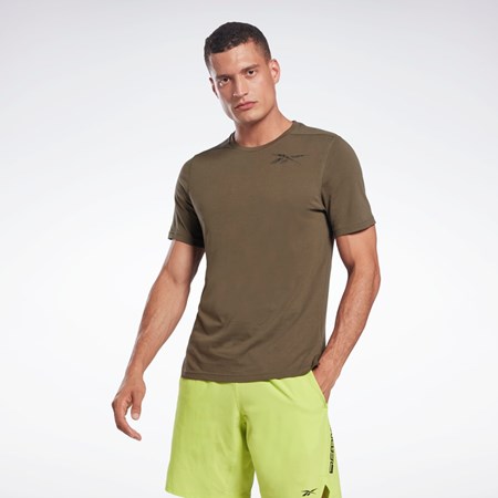 Army Green Reebok Graphic Speedwick Move T-Shirt | H46602