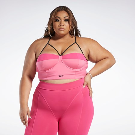 Astro Pink / Pink Fusion Reebok Cardi B Bralette (Plus Size) | HS4290