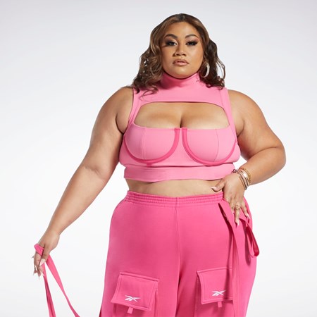 Astro Pink / Pink Fusion Reebok Cardi B Crop Top (Plus Size) | HS4311