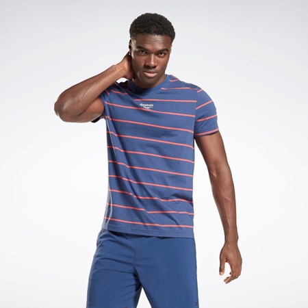 Batik Blue Reebok Stripe T-Shirt | HG3193