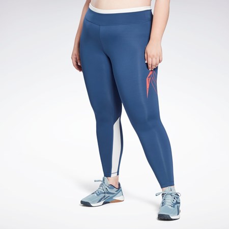 Batik Blue Reebok Workout Ready Vector Leggings (Plus Size) | H62543