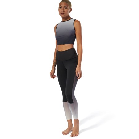 Black / Grey Reebok Yoga Ombre Leggings | DU4475