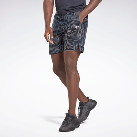 Black Reebok Allover Print Speed 2.0 Shorts | HA9046