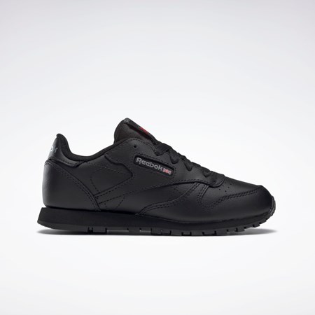 Black Reebok Classic Leather Shoes - Preschool | 50170