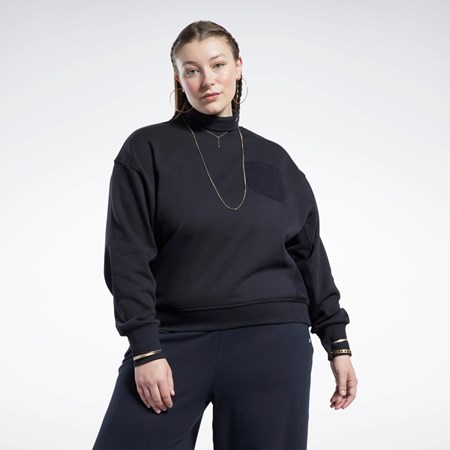 Black Reebok Classics Cotton French Terry Sweatshirt (Plus Size) | HN4343