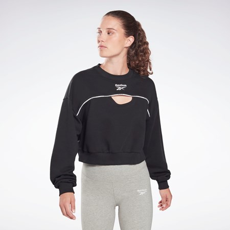 Black Reebok Piping Crewneck Sweatshirt | HB2335