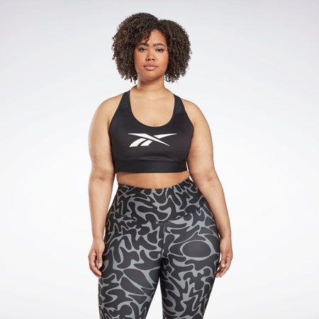 Black Reebok Reebok Lux Vector Racer Sports Bra (Plus Size) | HI2386