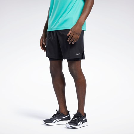 Black Reebok Running Two-in-One Shorts | GT5732