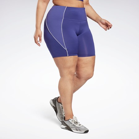 Bold Purple Reebok Workout Ready Poly Shorts (Plus Size) | HI2396