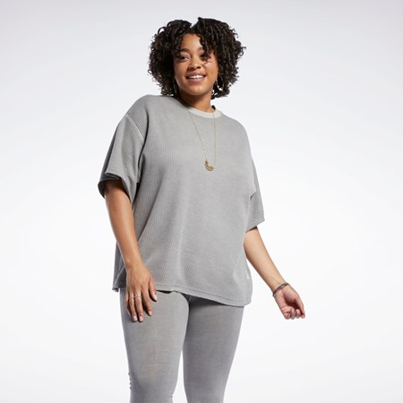 Boulder Grey Reebok Reebok Classics Natural Dye Waffle T-Shirt (Plus Size) | HB6423