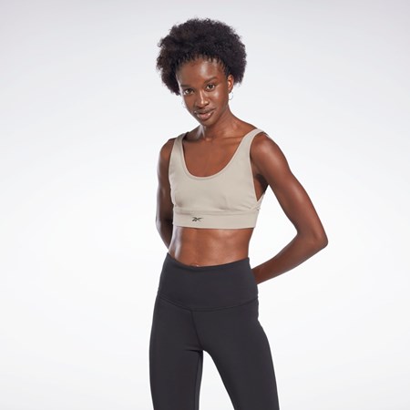 Boulder Grey Reebok Studio Reebok Stripped Minimalist Bra | H56394