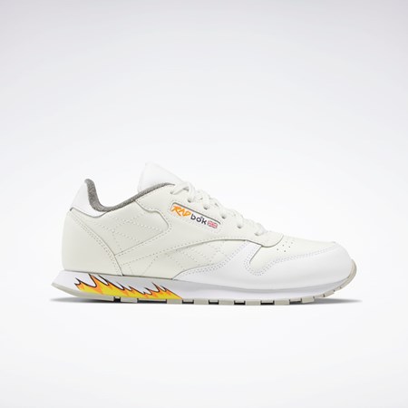 Chalk / Ftwr White / Tin Grey Reebok Power Rangers Classic Leather Shoes - Grade School | GW8632