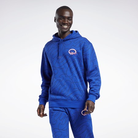 Classic Cobalt Reebok Basketball Question Allover Print Fleece Hoodie | HL4115