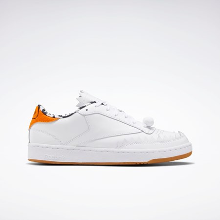 Ftwr White / Black / Thermal Orange Reebok THE FLINTSTONES Club C Shoes | GX3972