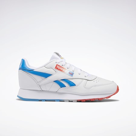 Ftwr White / Echo Blue / Instinct Red Reebok Popsicle Classic Leather Shoes - Grade School | HR1993