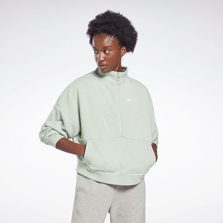 Light Sage Reebok Workout Ready 1/4 Zip Cover-Up | H65622