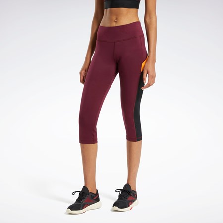 Maroon Reebok Workout Ready Mesh Capri Tights | FT0943