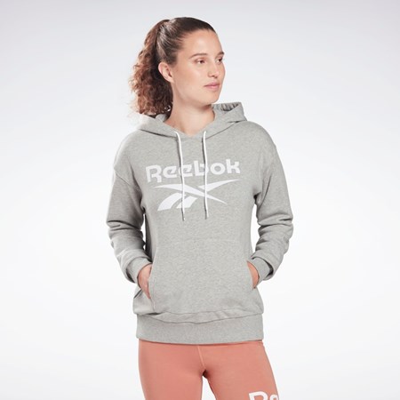 Medium Grey Heather / White / White Reebok Reebok Identity Logo French Terry Hoodie | HB2294