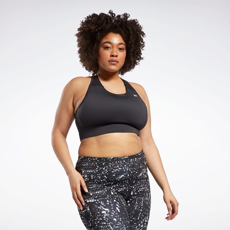 Night Black Reebok Running Essentials Sports Bra (Plus Size) | GR9283