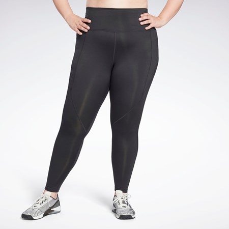 Night Black Reebok Workout Ready Pant Program High Rise Leggings (Plus Size) | HB6418