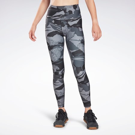 Night Black Reebok Workout Ready Printed Leggings | H65626