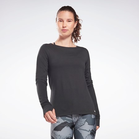 Night Black Reebok Workout Ready Supremium Long Sleeve T-Shirt | H65619