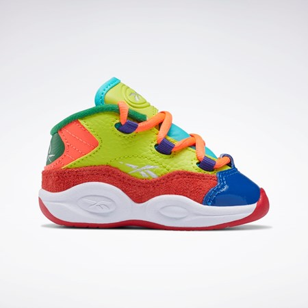 Orange Flare / Acid Yellow / Bold Purple Reebok Question Mid Shoes - Toddler | HP3017