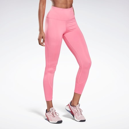 True Pink Reebok Workout Ready Rib High-Rise Leggings | H65570