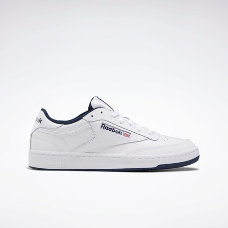 White / Navy Reebok Club C 85 Shoes | AR0457