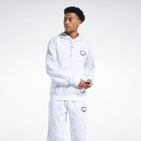 White Reebok Basketball Question Allover Print Fleece Hoodie | HL4116