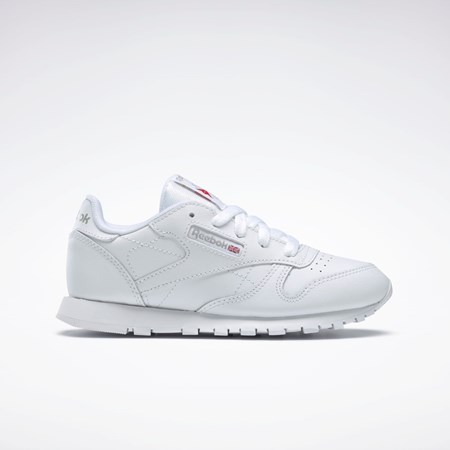 White Reebok Classic Leather Shoes - Preschool | 50172